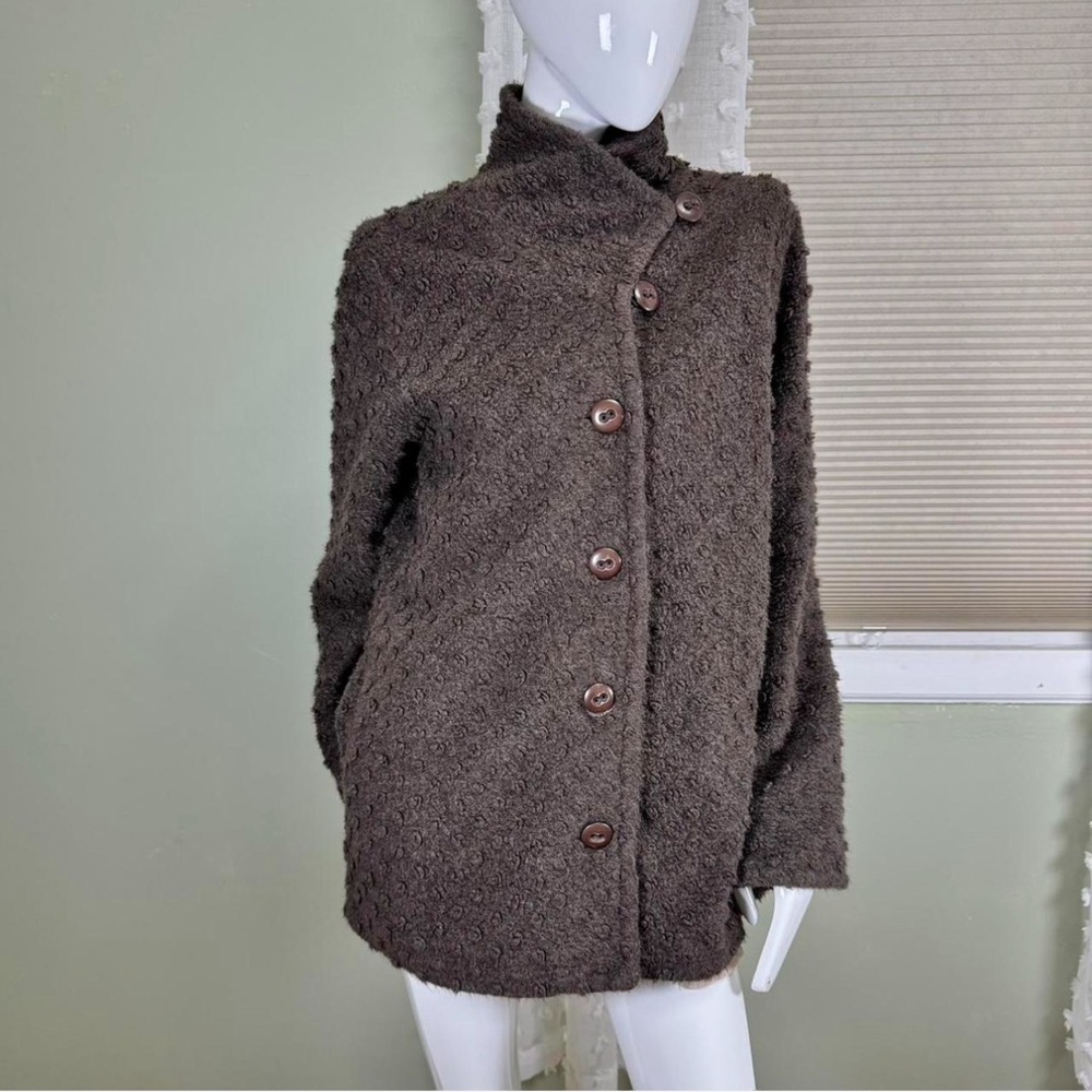 Cozy Textured Brown Button-Up‎ Women's Coat